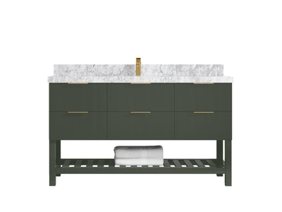 Catalina 60 in W x 22 in D Free Standing Reeded Single Sink Bathroom Vanity - Willow Bath and Vanity