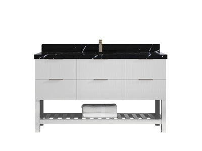 Catalina 60 in W x 22 in D Free Standing Reeded Single Sink Bathroom Vanity - Willow Bath and Vanity