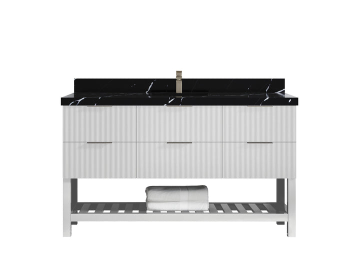 Catalina 60 in W x 22 in D Free Standing Reeded Single Sink Bathroom Vanity - photo 9