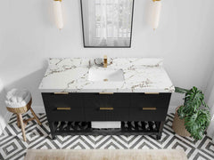 Catalina 60 in W x 22 in D Free Standing Reeded Single Sink Bathroom Vanity - photo 32