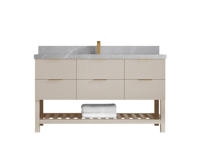 Catalina 60 in W x 22 in D Free Standing Reeded Single Sink Bathroom Vanity - Willow Bath and Vanity