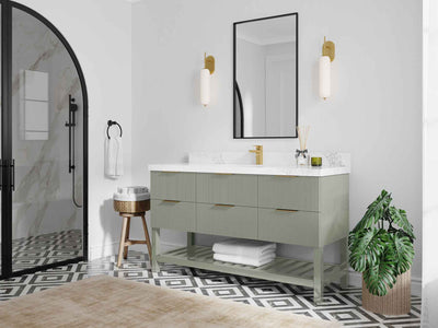 Catalina 60 in W x 22 in D Free Standing Reeded Single Sink Bathroom Vanity - Willow Bath and Vanity