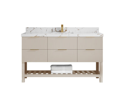Catalina 60 in W x 22 in D Free Standing Reeded Single Sink Bathroom Vanity - Willow Bath and Vanity