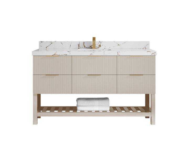 Catalina 60 in W x 22 in D Free Standing Reeded Single Sink Bathroom Vanity - photo 35