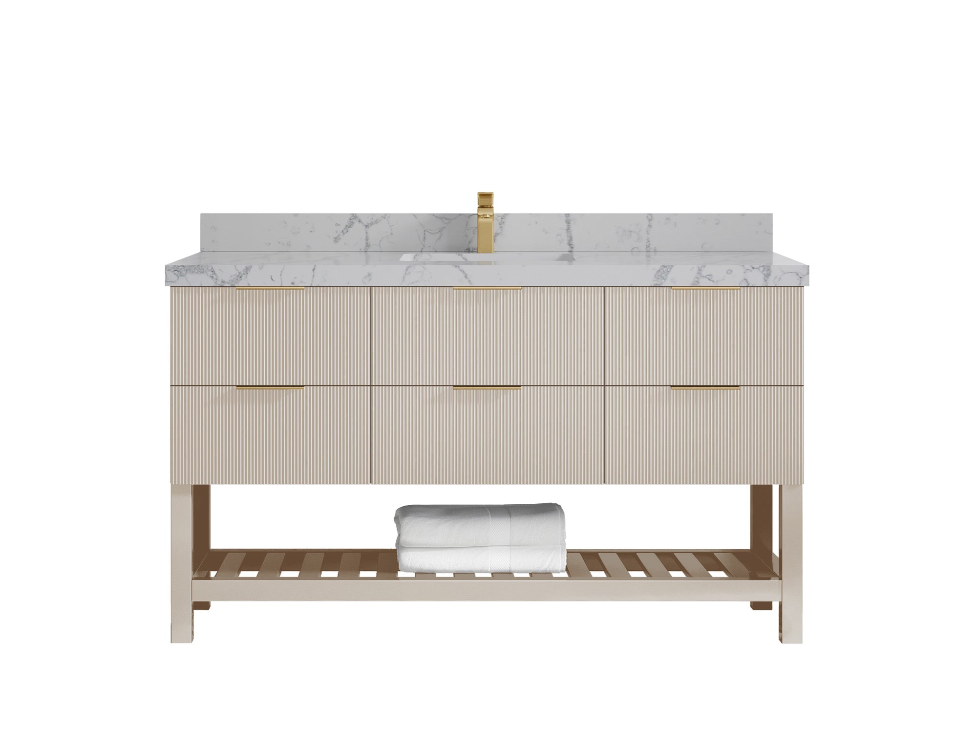 Catalina 60 in W x 22 in D Free Standing Reeded Single Sink Bathroom Vanity - Willow Bath and Vanity