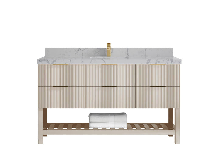 Catalina 60 in W x 22 in D Free Standing Reeded Single Sink Bathroom Vanity - photo 41