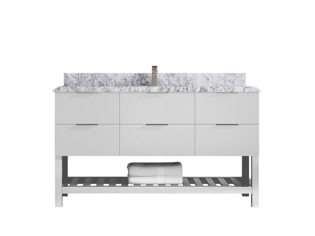 Catalina 60 in W x 22 in D Free Standing Reeded Single Sink Bathroom Vanity - Willow Bath and Vanity