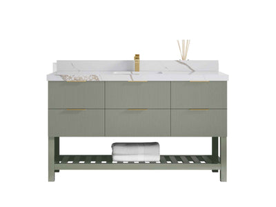 Catalina 60 in W x 22 in D Free Standing Reeded Single Sink Bathroom Vanity - Willow Bath and Vanity