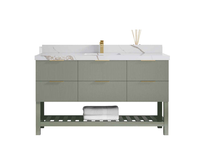 Catalina 60 in W x 22 in D Free Standing Reeded Single Sink Bathroom Vanity - photo 14