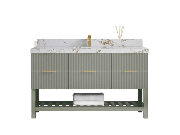 Catalina 60 in W x 22 in D Free Standing Reeded Single Sink Bathroom Vanity - photo 34