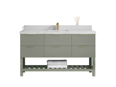 Catalina 60 in W x 22 in D Free Standing Reeded Single Sink Bathroom Vanity - Willow Bath and Vanity