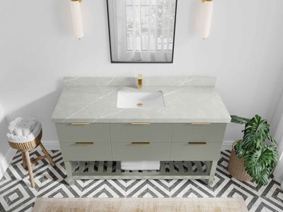 Catalina 60 in W x 22 in D Free Standing Reeded Single Sink Bathroom Vanity - Willow Bath and Vanity
