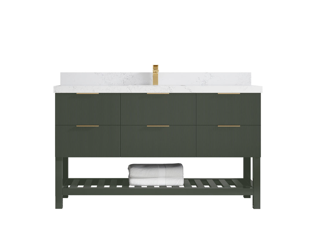 Catalina 60 in W x 22 in D Free Standing Reeded Single Sink Bathroom Vanity - Willow Bath and Vanity