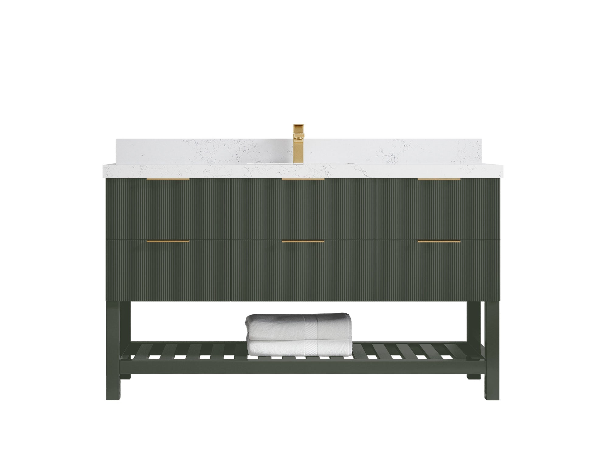 Catalina 60 in W x 22 in D Free Standing Reeded Single Sink Bathroom Vanity - Willow Bath and Vanity
