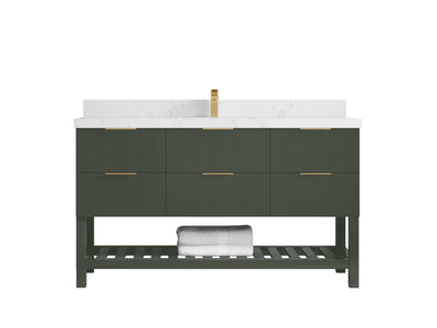 Catalina 60 in W x 22 in D Free Standing Reeded Single Sink Bathroom Vanity - Willow Bath and Vanity