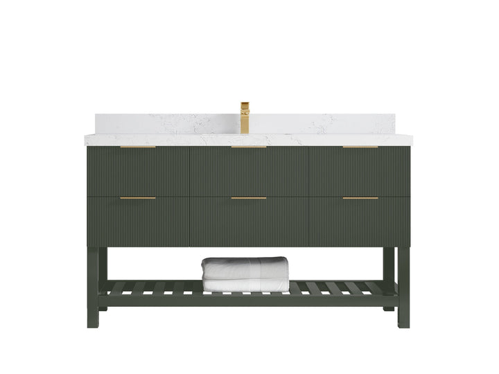 Catalina 60 in W x 22 in D Free Standing Reeded Single Sink Bathroom Vanity - photo 28