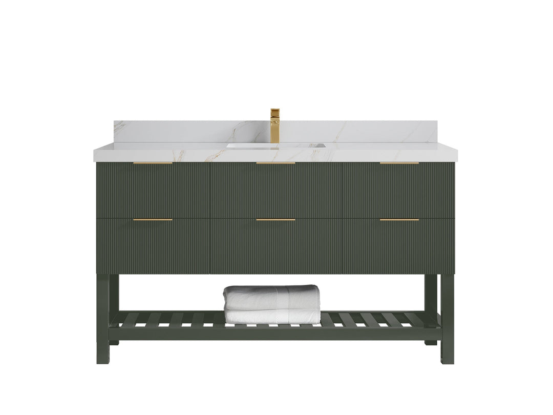 Catalina 60 in W x 22 in D Free Standing Reeded Single Sink Bathroom Vanity - Willow Bath and Vanity