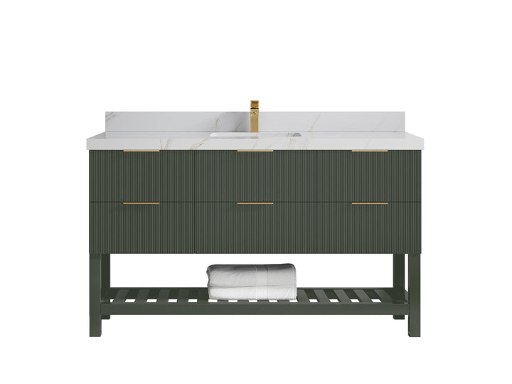 Catalina 60 in W x 22 in D Free Standing Reeded Single Sink Bathroom Vanity - photo 26