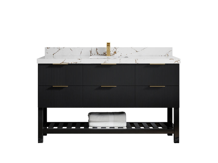 Catalina 60 in W x 22 in D Free Standing Reeded Single Sink Bathroom Vanity - photo 39