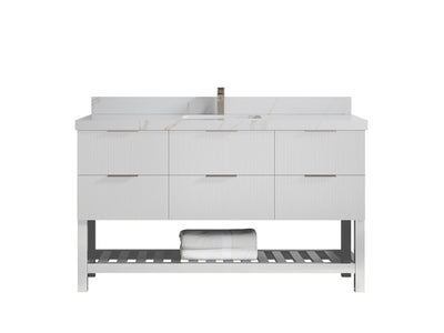 Catalina 60 in W x 22 in D Free Standing Reeded Single Sink Bathroom Vanity - Willow Bath and Vanity