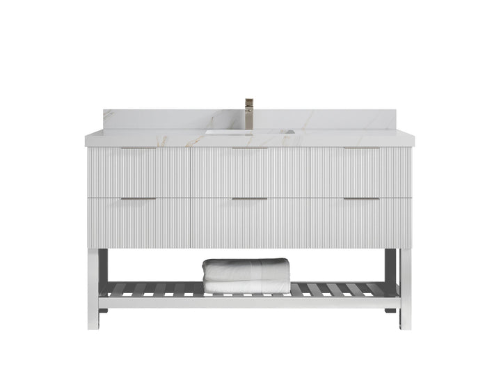 Catalina 60 in W x 22 in D Free Standing Reeded Single Sink Bathroom Vanity - photo 17