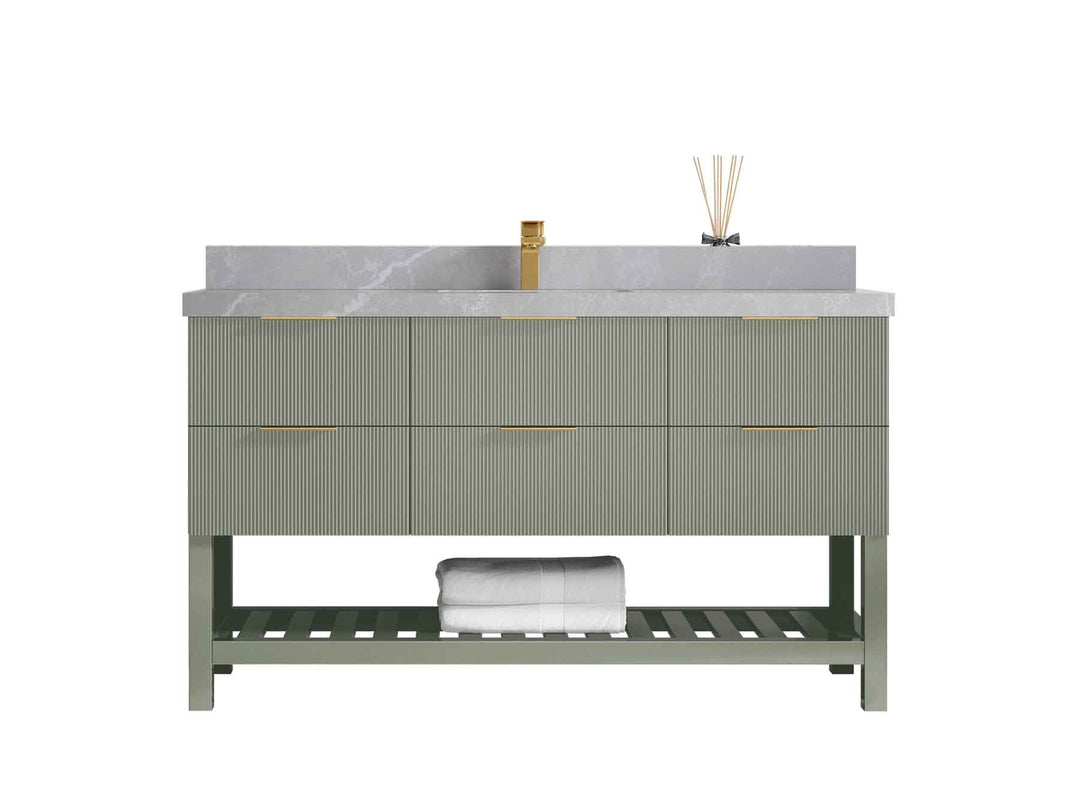 Catalina 60 in W x 22 in D Free Standing Reeded Single Sink Bathroom Vanity - Willow Bath and Vanity