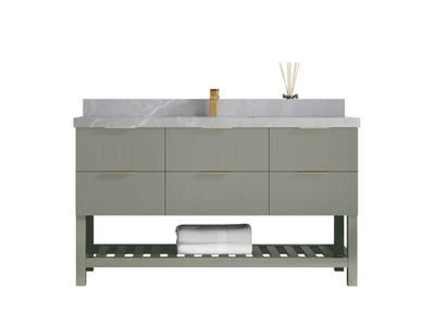 Catalina 60 in W x 22 in D Free Standing Reeded Single Sink Bathroom Vanity - Willow Bath and Vanity