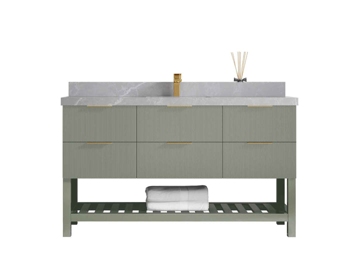 Catalina 60 in W x 22 in D Free Standing Reeded Single Sink Bathroom Vanity - photo 28