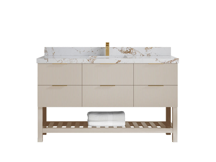 Catalina 60 in W x 22 in D Free Standing Reeded Single Sink Bathroom Vanity - photo 37