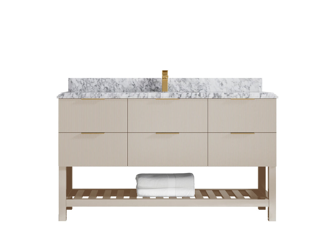 Catalina 60 in W x 22 in D Free Standing Reeded Single Sink Bathroom Vanity - Willow Bath and Vanity