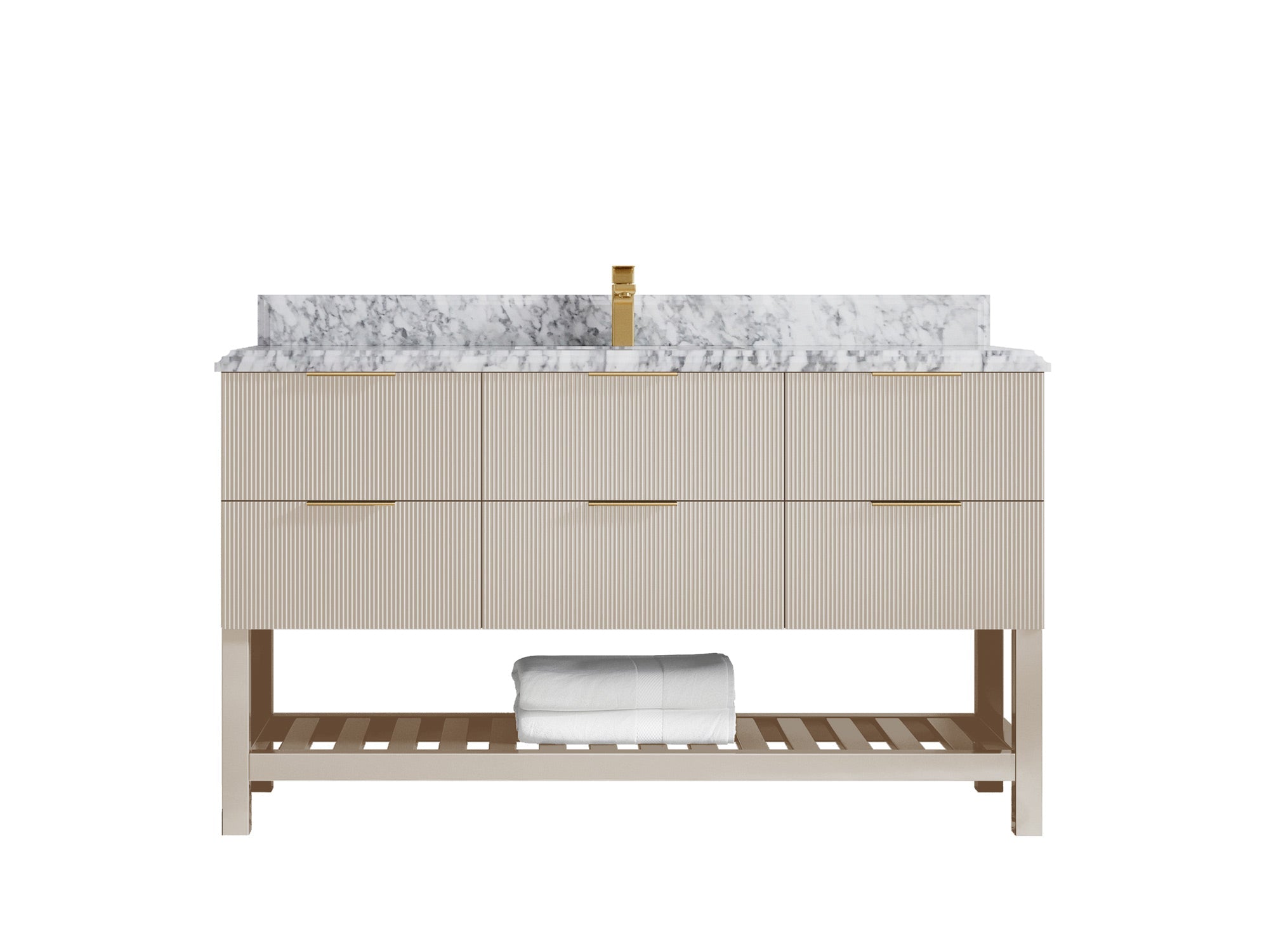 Catalina 60 in W x 22 in D Free Standing Reeded Single Sink Bathroom Vanity - Willow Bath and Vanity