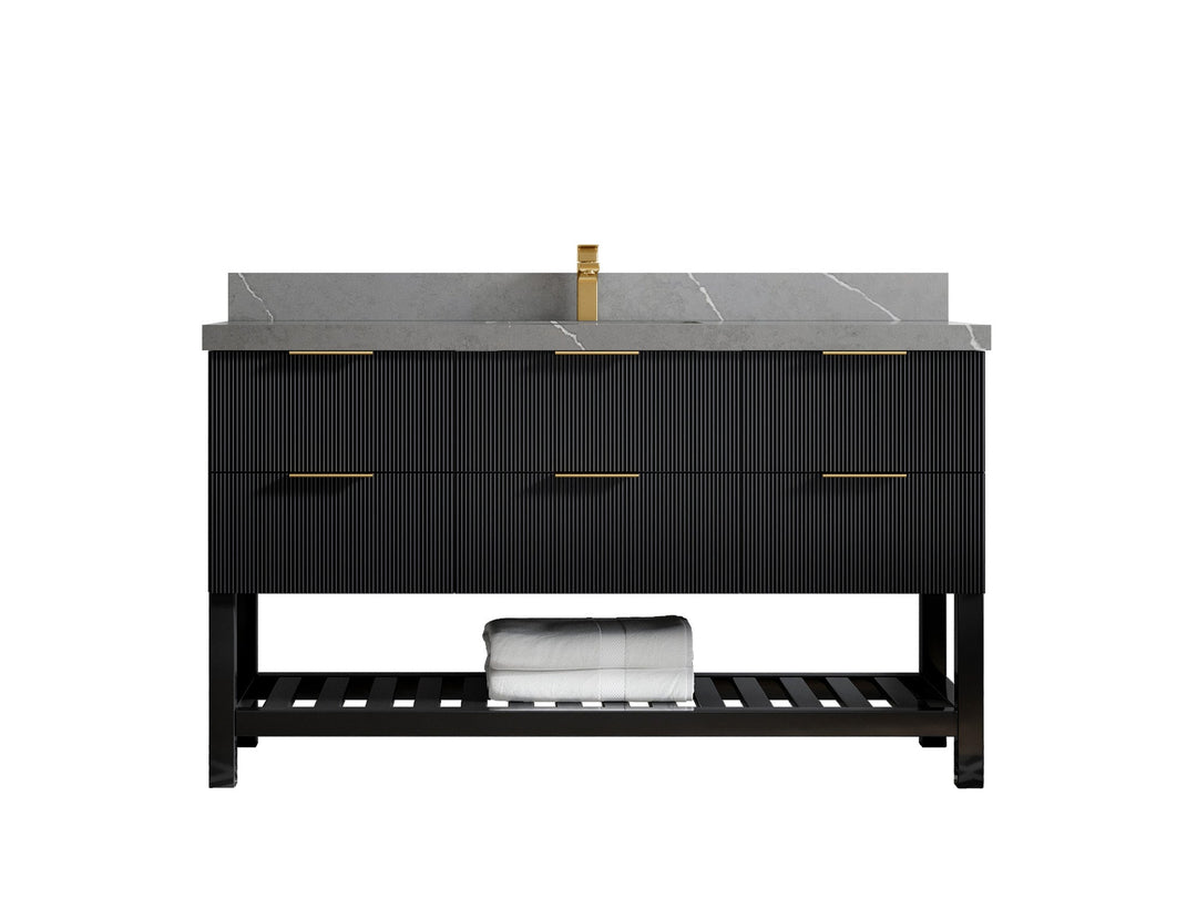 Catalina 60 in W x 22 in D Free Standing Reeded Single Sink Bathroom Vanity - Willow Bath and Vanity