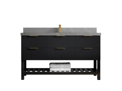 Catalina 60 in W x 22 in D Free Standing Reeded Single Sink Bathroom Vanity - Willow Bath and Vanity