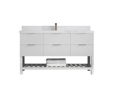 Catalina 60 in W x 22 in D Free Standing Reeded Single Sink Bathroom Vanity - Willow Bath and Vanity