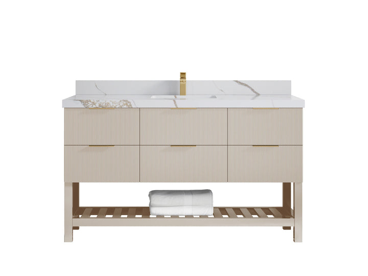 Catalina 60 in W x 22 in D Free Standing Reeded Single Sink Bathroom Vanity - photo 11
