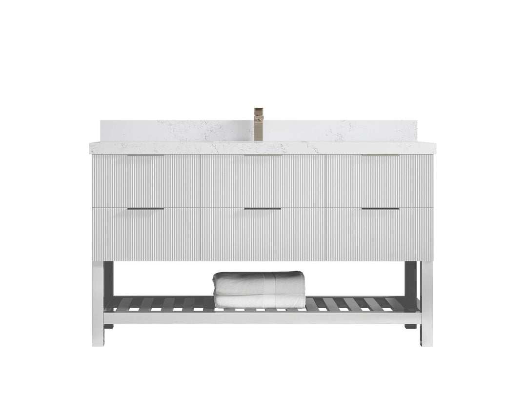 Catalina 60 in W x 22 in D Free Standing Reeded Single Sink Bathroom Vanity - Willow Bath and Vanity