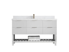 Catalina 60 in W x 22 in D Free Standing Reeded Single Sink Bathroom Vanity - photo 23