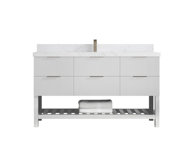 Catalina 60 in W x 22 in D Free Standing Reeded Single Sink Bathroom Vanity - Willow Bath and Vanity