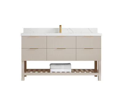 Catalina 60 in W x 22 in D Free Standing Reeded Single Sink Bathroom Vanity - Willow Bath and Vanity