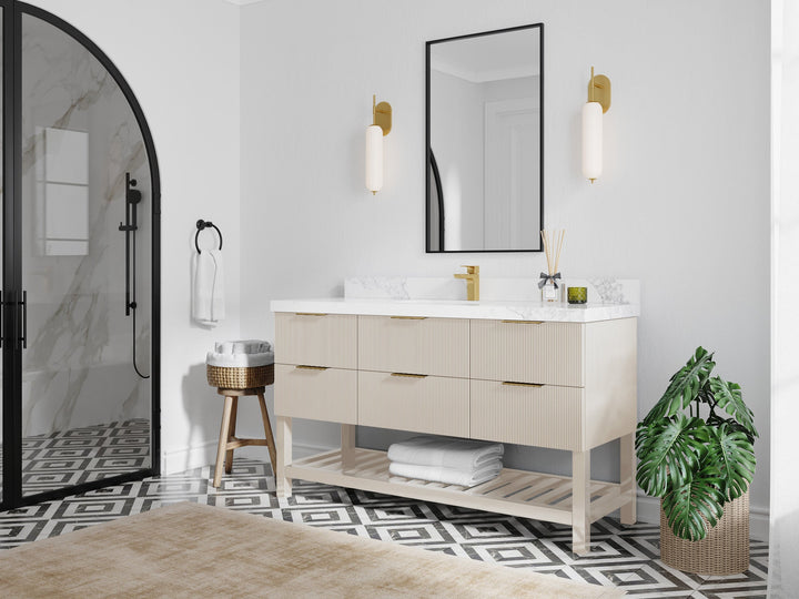 Catalina 60 in W x 22 in D Free Standing Reeded Single Sink Bathroom Vanity - photo 2