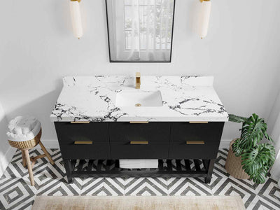 Catalina 60 in W x 22 in D Free Standing Reeded Single Sink Bathroom Vanity - Willow Bath and Vanity