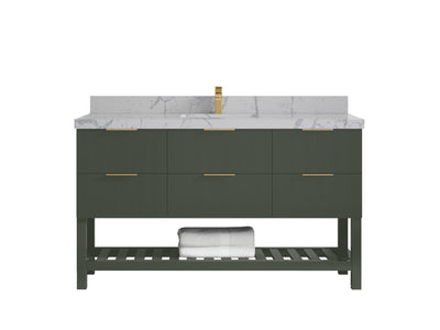 Catalina 60 in W x 22 in D Free Standing Reeded Single Sink Bathroom Vanity - Willow Bath and Vanity