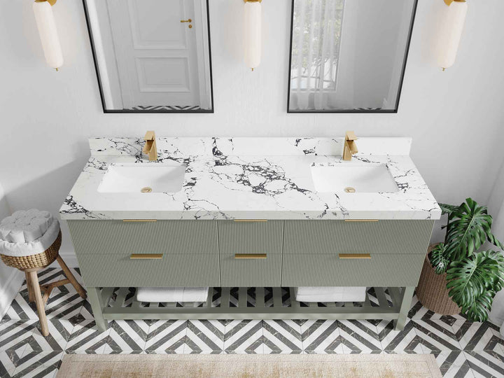 Catalina 72 in W x 22 in D Free Standing Reeded Double Sink Bathroom Vanity - photo 35