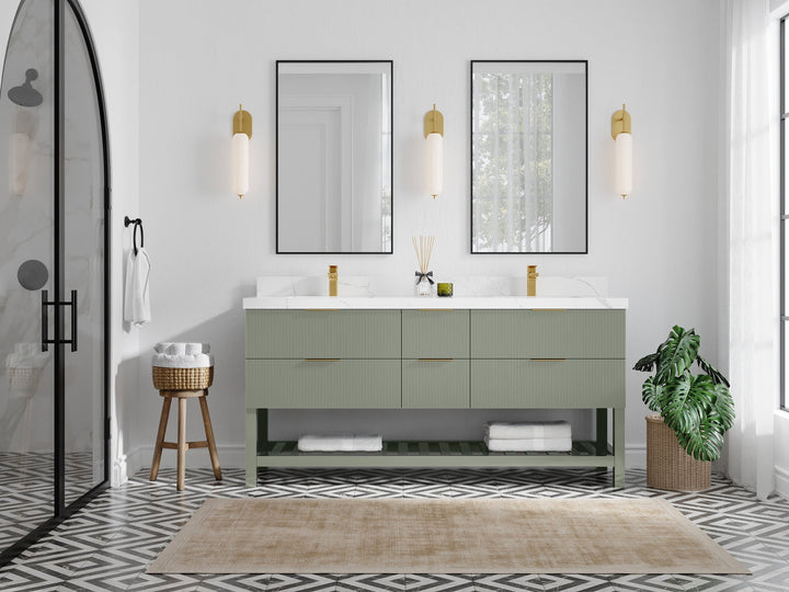 Catalina 72 in W x 22 in D Free Standing Reeded Double Sink Bathroom Vanity - photo 4