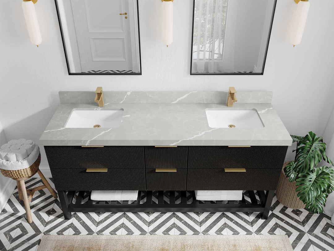 Catalina 72 in W x 22 in D Free Standing Reeded Double Sink Bathroom Vanity - Willow Bath and Vanity