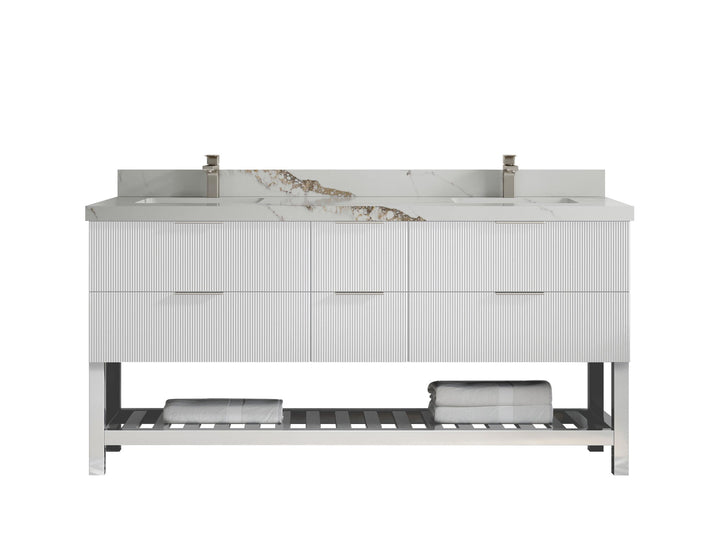 Catalina 72 in W x 22 in D Free Standing Reeded Double Sink Bathroom Vanity - photo 11
