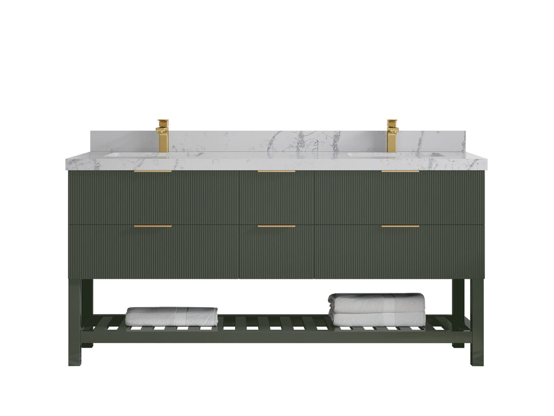 Catalina 72 in W x 22 in D Free Standing Reeded Double Sink Bathroom Vanity - Willow Bath and Vanity