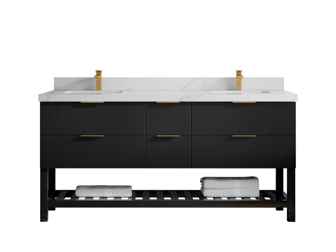 Catalina 72 in W x 22 in D Free Standing Reeded Double Sink Bathroom Vanity - Willow Bath and Vanity
