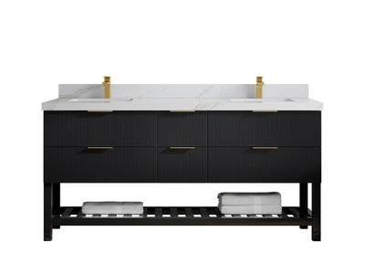 Catalina 72 in W x 22 in D Free Standing Reeded Double Sink Bathroom Vanity - Willow Bath and Vanity