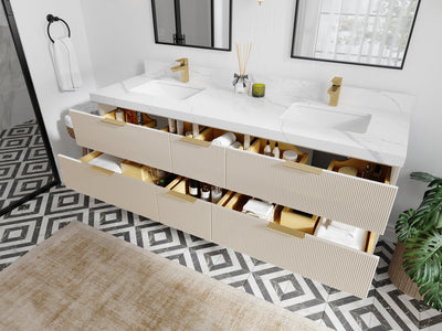 Catalina 72 in W x 22 in D Free Standing Reeded Double Sink Bathroom Vanity - Willow Bath and Vanity